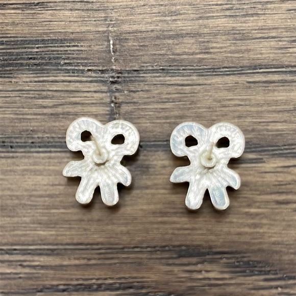 Candy Cane Christmas Earrings Delicate Dainty Red White and Green Bow - Picture 6 of 6